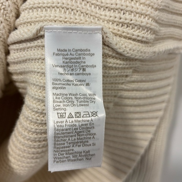 J. Crew Cream Knit Chunky Mock Neck Sweater Shoulder Buttons Preppy Costal - Picture 10 of 11